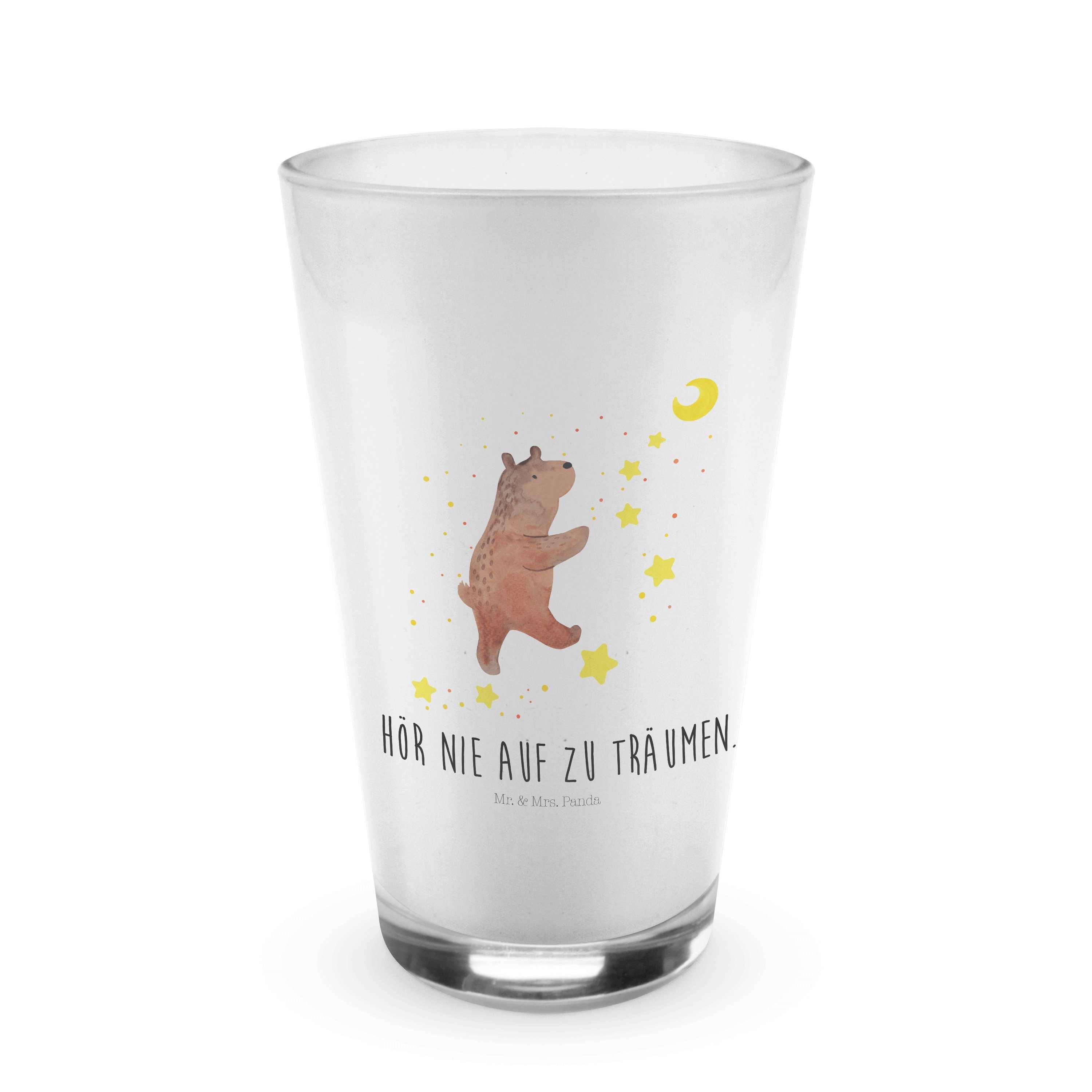 Mr. & Mrs. Panda Glas Bär Träume - Transparent - Geschenk, Teddybär, Cappuccino Glas, Glas, Premium Glas