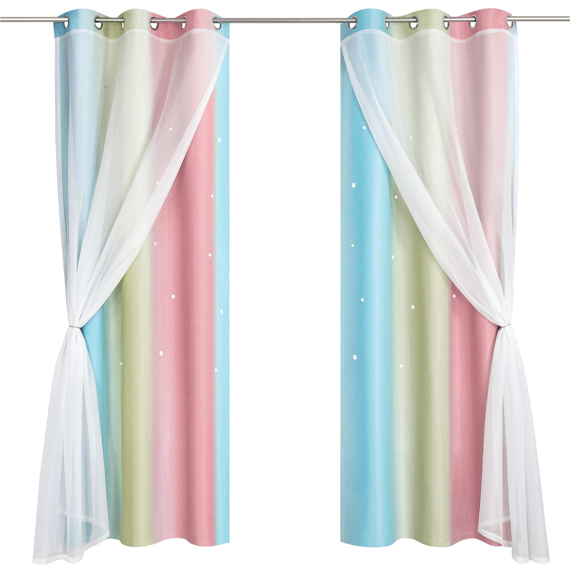 Joyswahl Vorhang Sternen (1 St), Ösen, Doppelte, mit Sternmuster Kinderzimmer, Gazeli, im Bad. € 27,99