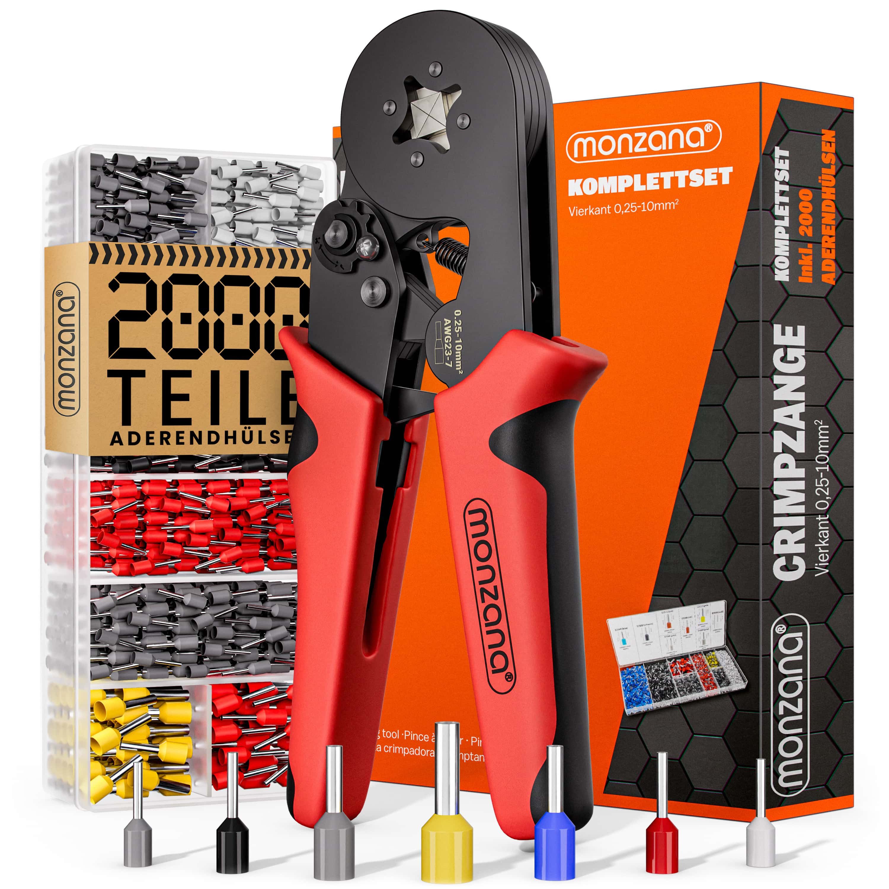 monzana Crimpzange, Crimpzange 2000 Aderendhülsen 0,5-10mm² Presszange Aderendhülsenzange