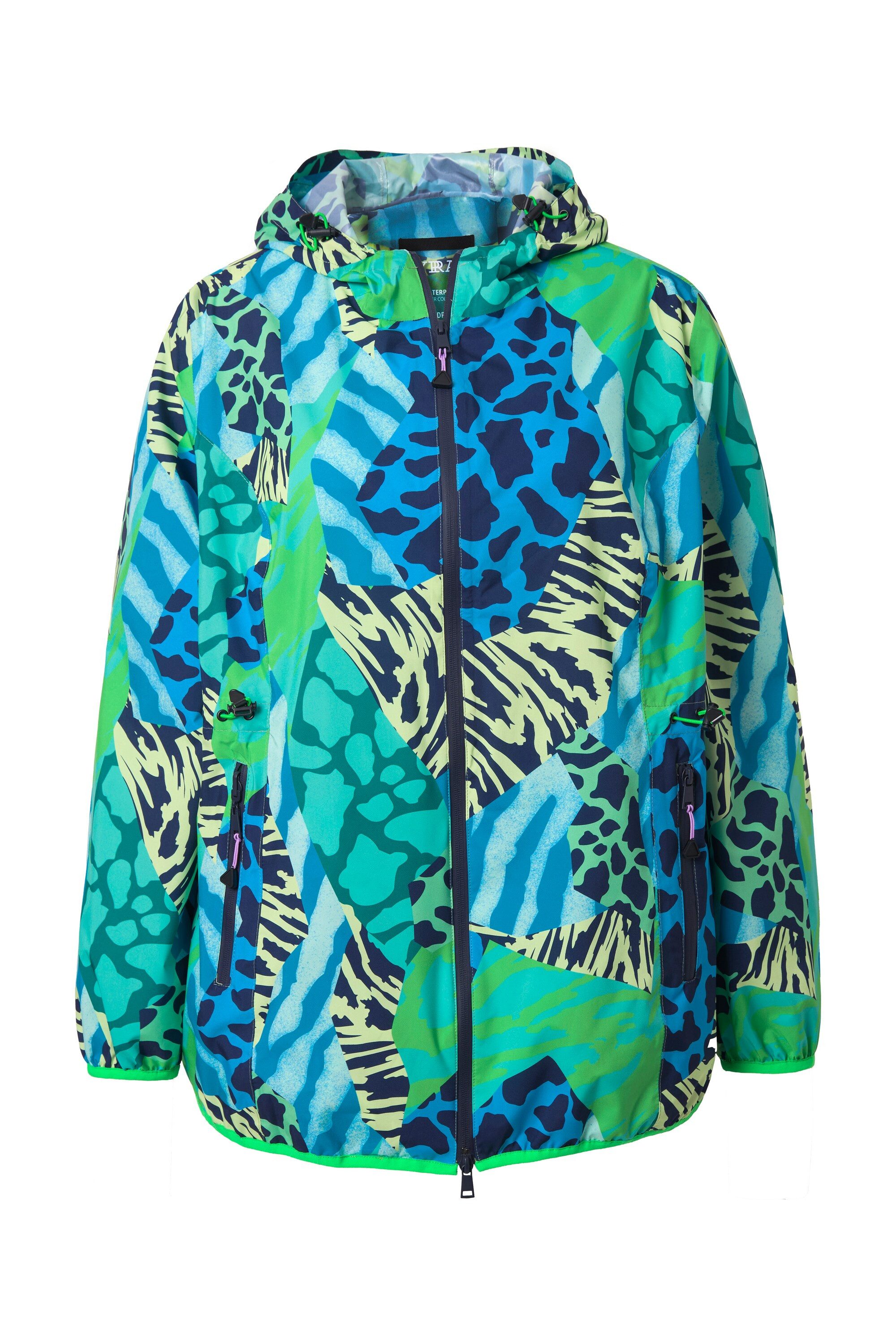 Ulla Popken Funktionsjacke Funktions-Regenjacke Animalmuster Reflektor günstig online kaufen