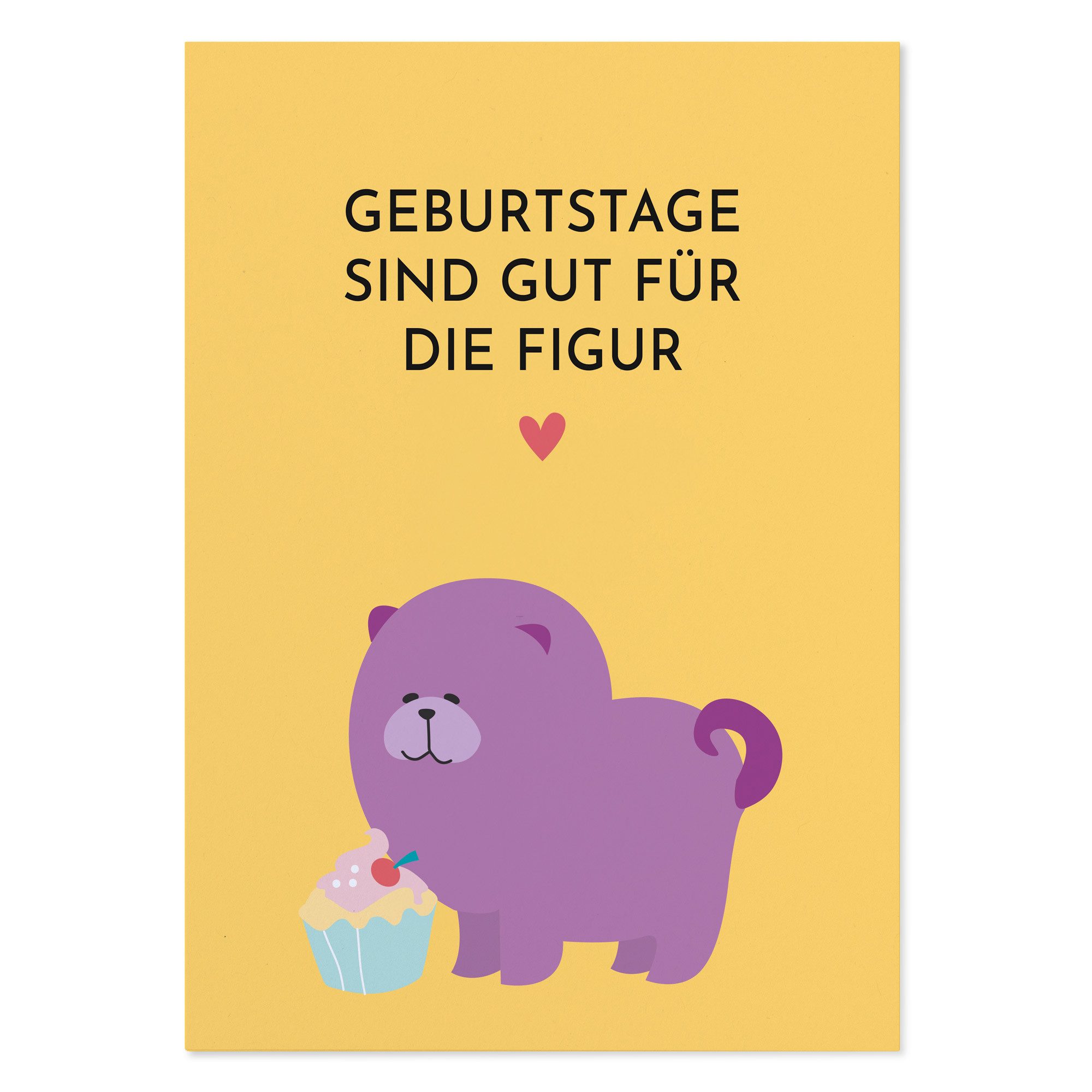 Bow & Hummingbird Geburtstagskarte Witzige Geburtstagskarte Hund „Geburtstage sind gut für die Figur", Postkarte Geburtstag Hund DIN A6