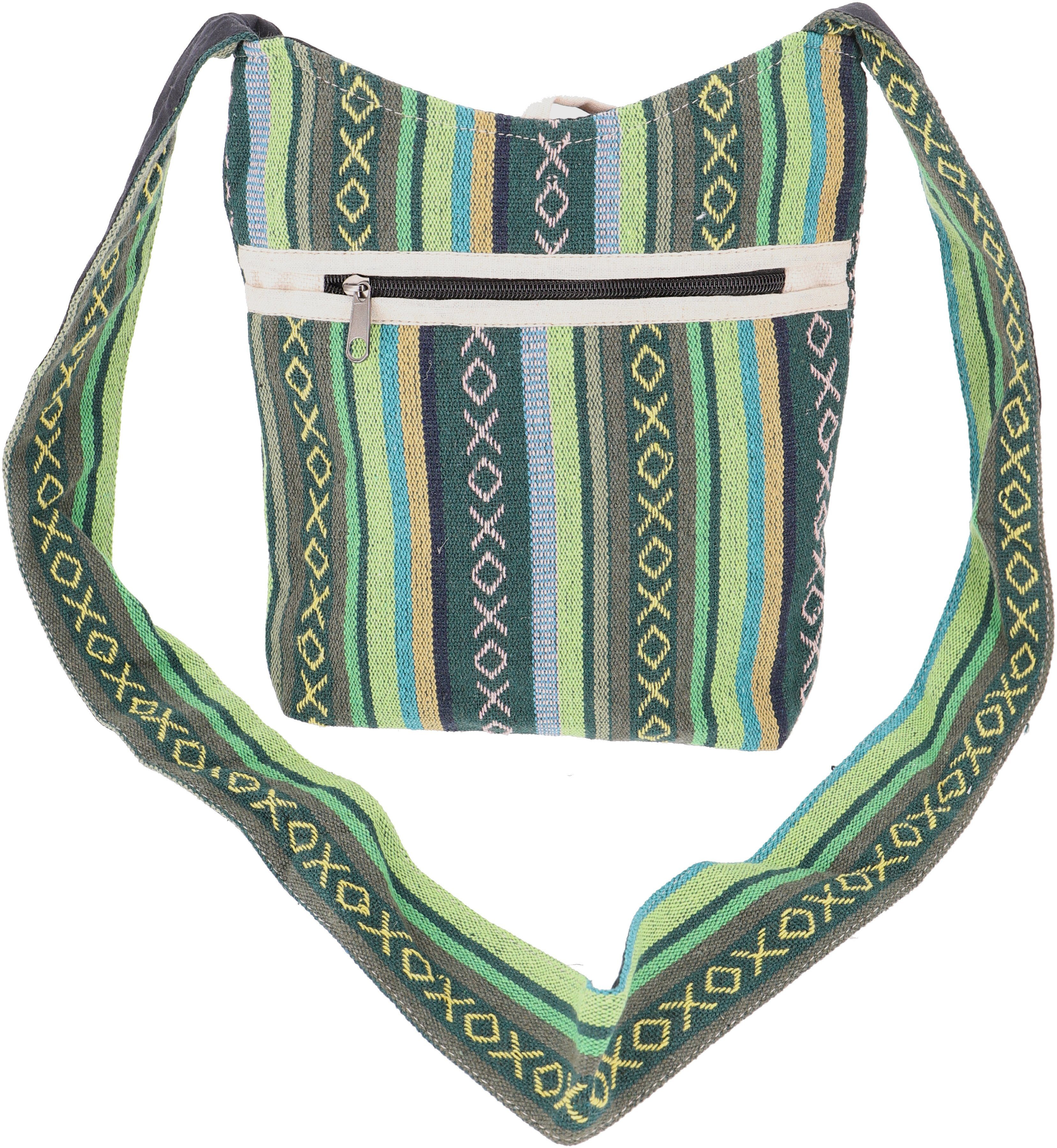 Guru-Shop Schulterbeutel, grün Schultertasche Boho Kleiner Schultertasche,..