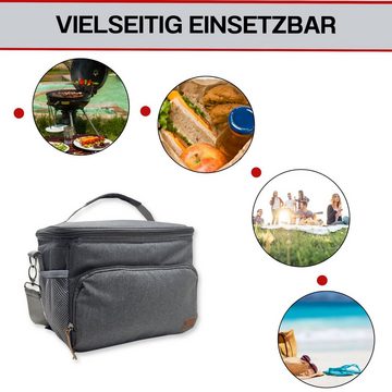 ToCi Kühltasche Kühltasche 8 Liter kleine Thermotasche Auto isolierte Lunchtasche Grau