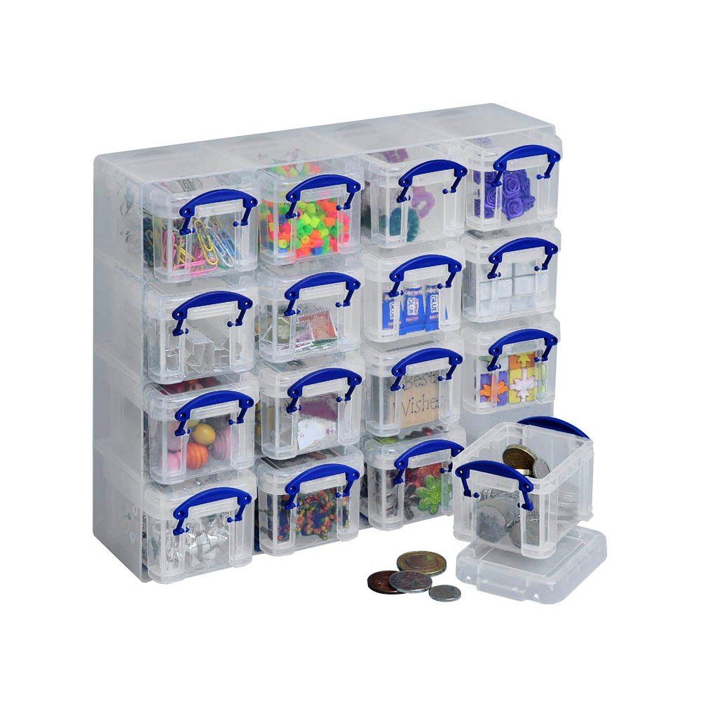 REALLYUSEFULBOX Aufbewahrungsbox 16 Kleinteile-Aufbewahrungsboxen 0,14 Liter mit Deckel