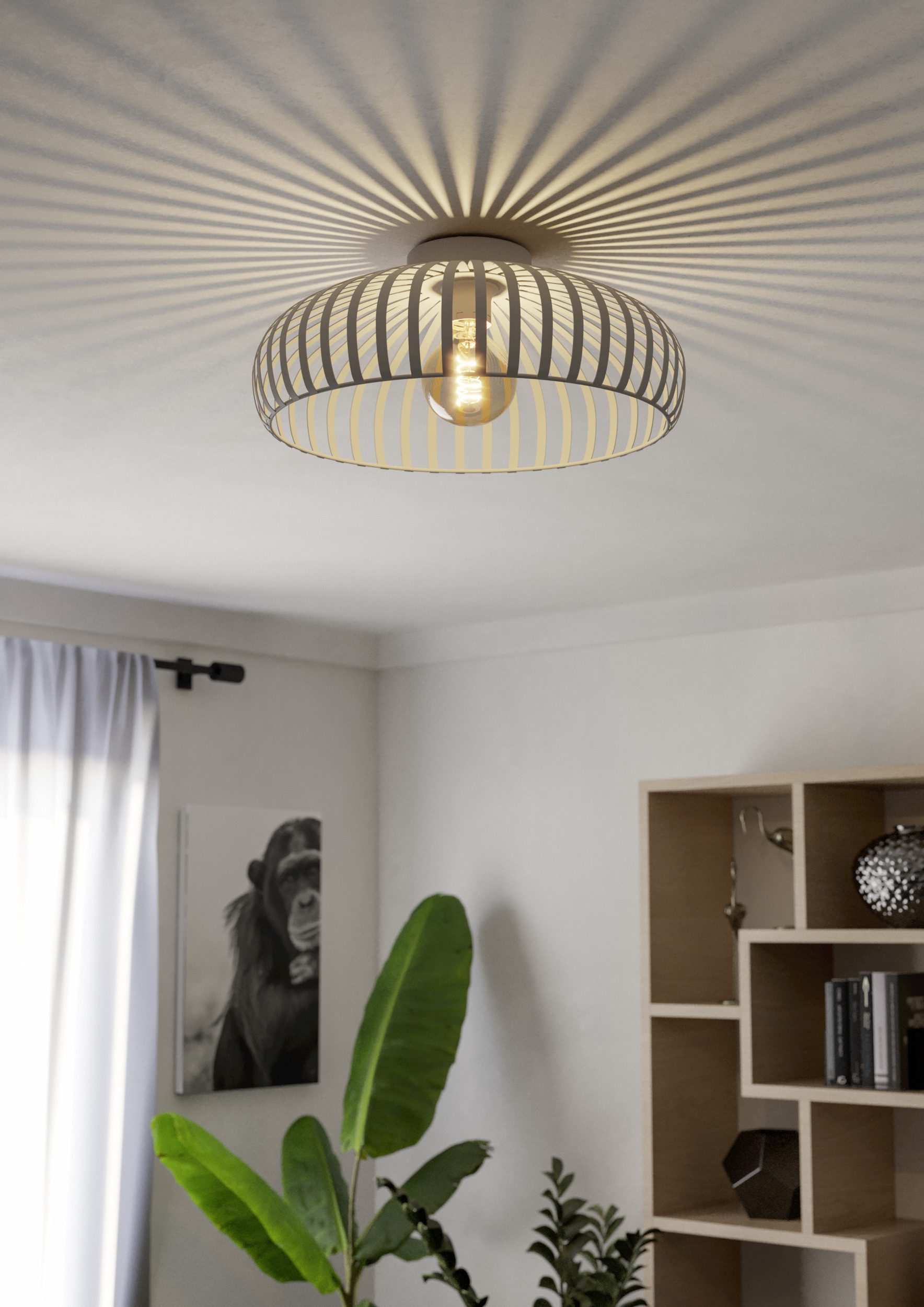 EGLO LED Deckenleuchte MOGANO 3 Deckenlampe - Stahl - E27 - 1X40W - IP20, ohne Leuchtmittel, Wohzimmerlampe, Esszimmerlampe, Flur, Schlafzimmer, H18 x Ø43 cm