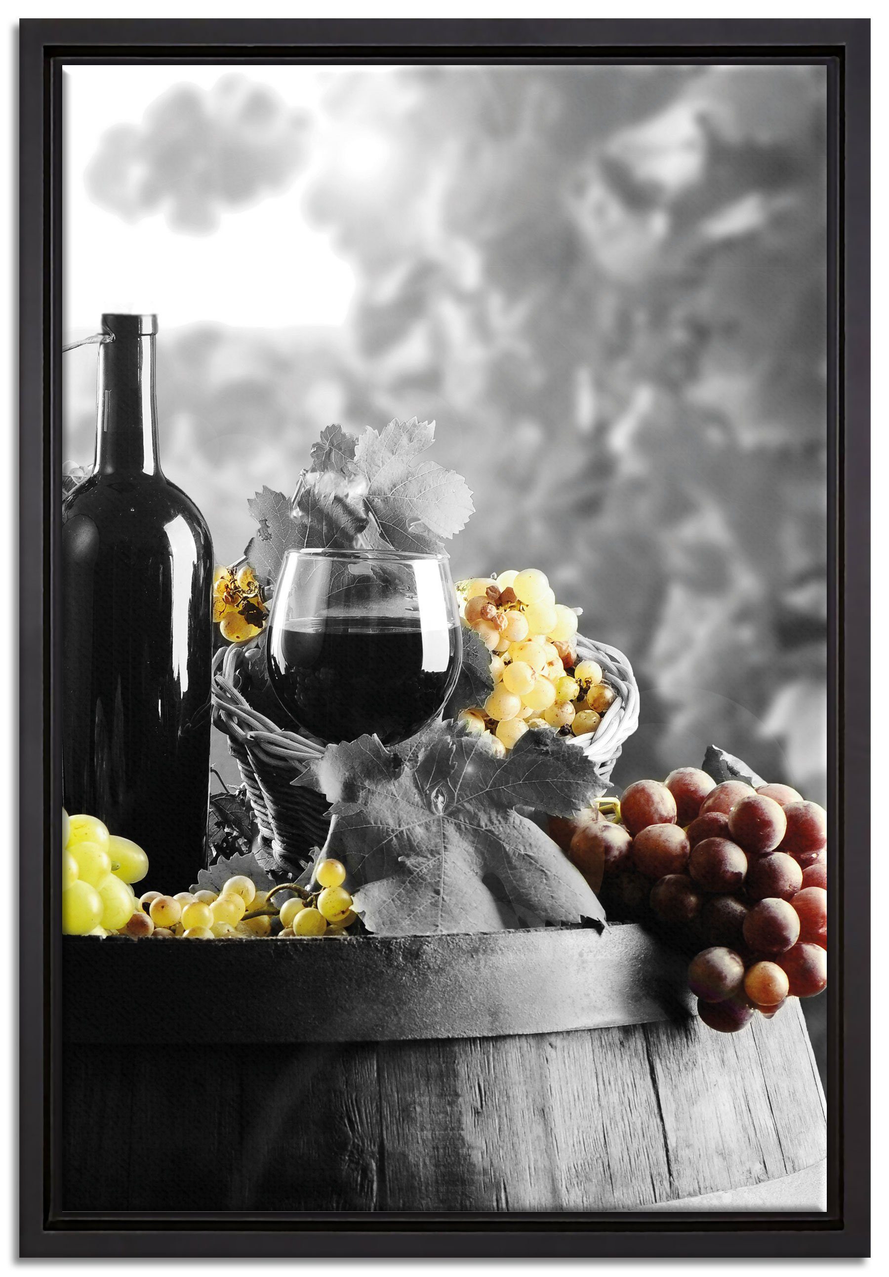 Pixxprint Leinwandbild gemischte Auslese an Weintrauben, Wanddekoration (1 St), Leinwandbild fertig bespannt, in einem Schattenfugen-Bilderrahmen gefasst, inkl. Zackenaufhänger
