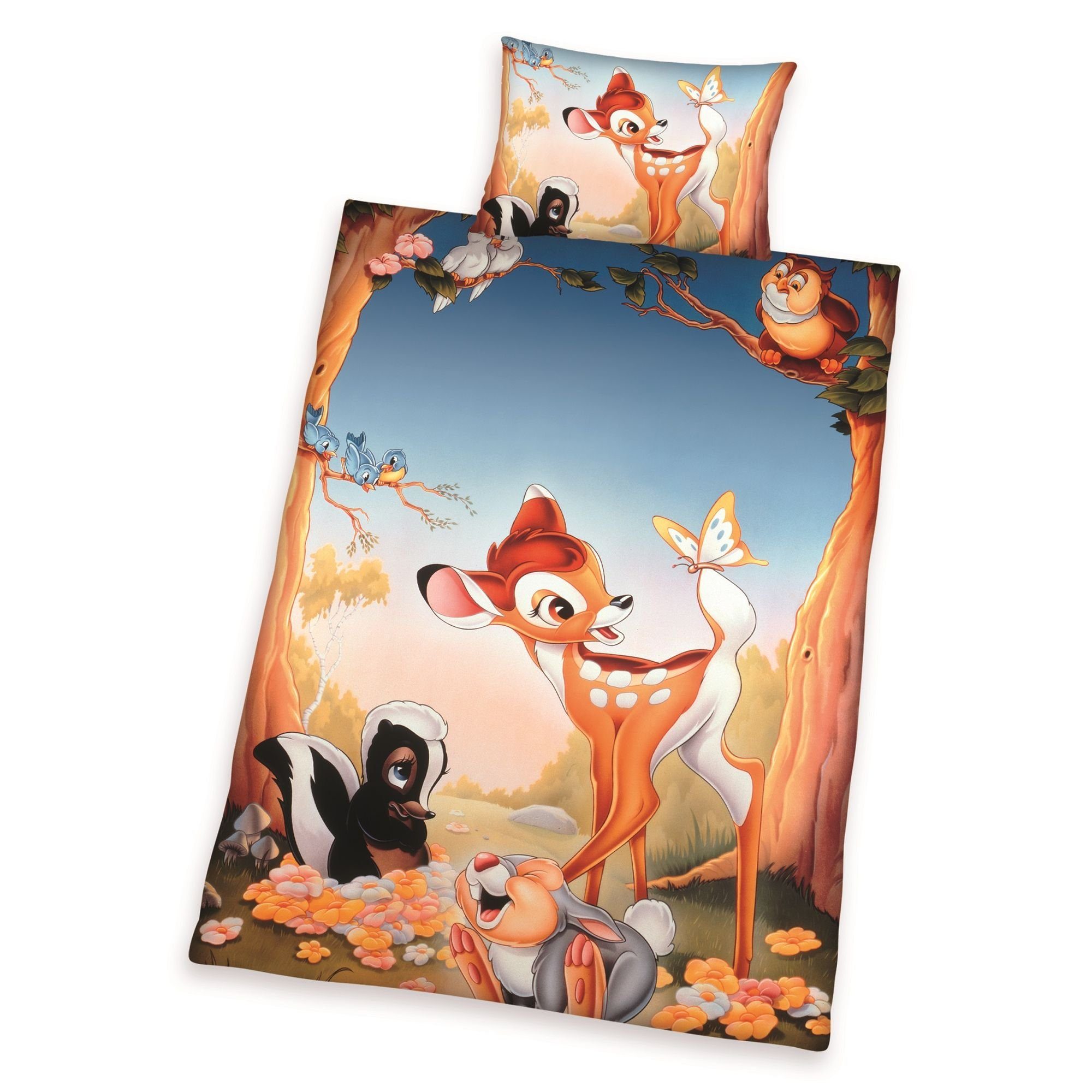Babybettwäsche Baby Bettwäsche Disney Bambi und Klopfer 100 x 135 cm 100% Baumwolle