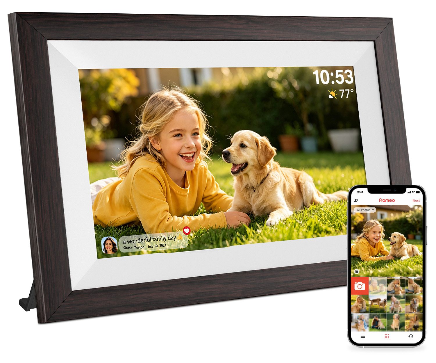 nsihing Bilderrahmen 10,1'' Digitaler Fotorahmen mit WiFi-Fotoübertragung