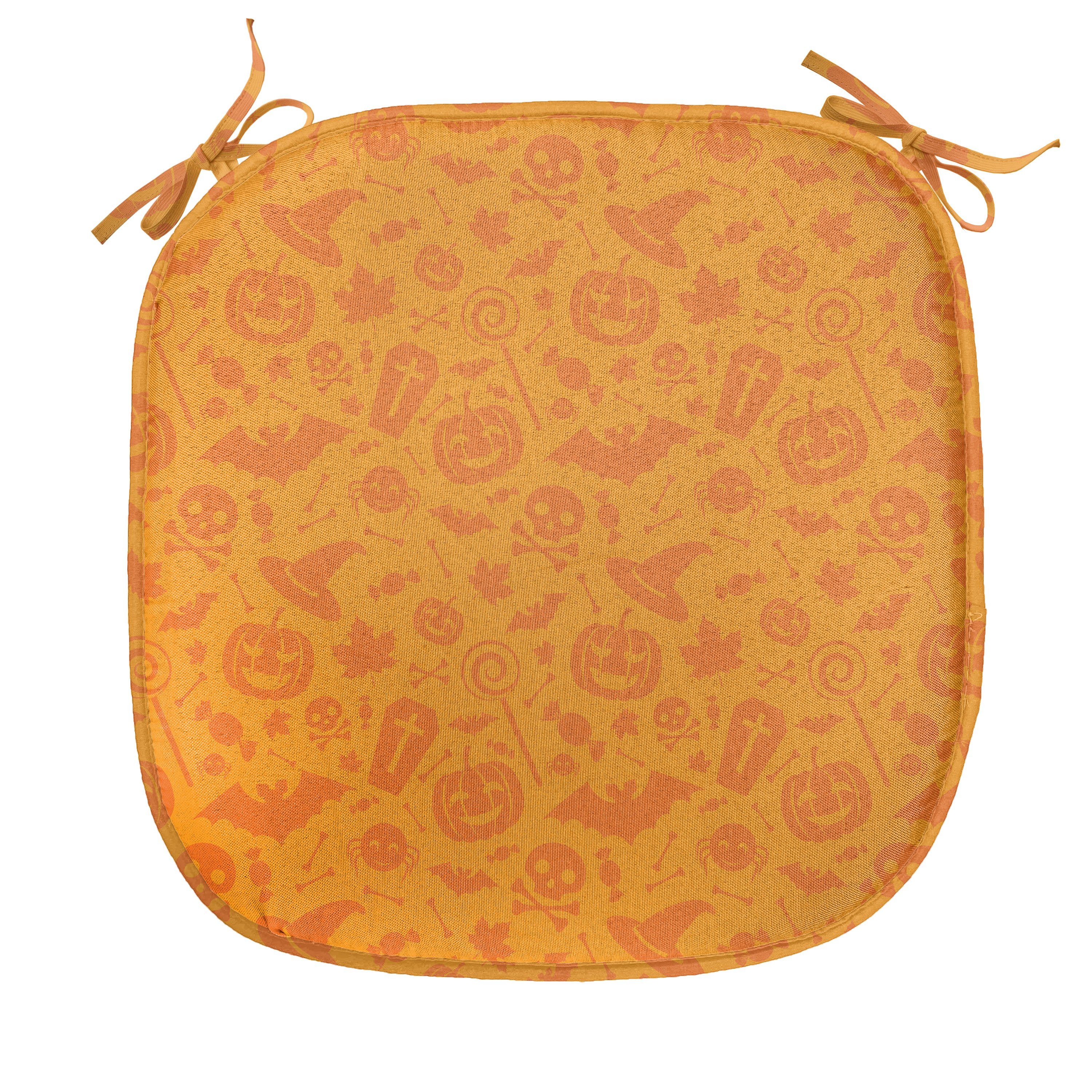 Orange mit Küchensitze, Dekoratives wasserfestes Stuhlkissen Halloween-Kürbis-Schädel Abakuhaus Kissen Riemen für