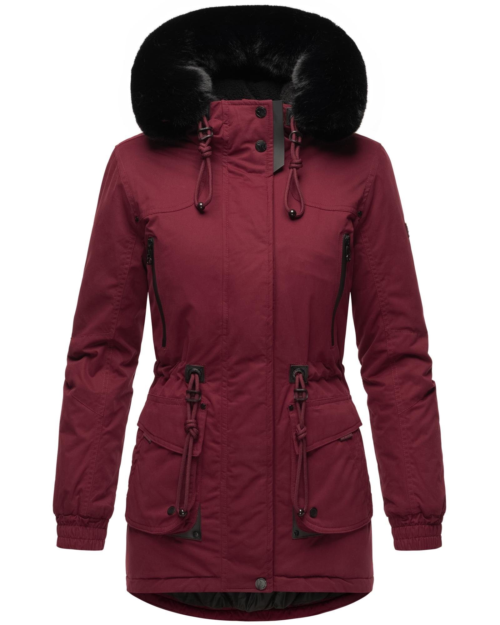 Marikoo Wintermantel Olessaa Sportlicher Winter Baumwoll-Parka bordeaux den für