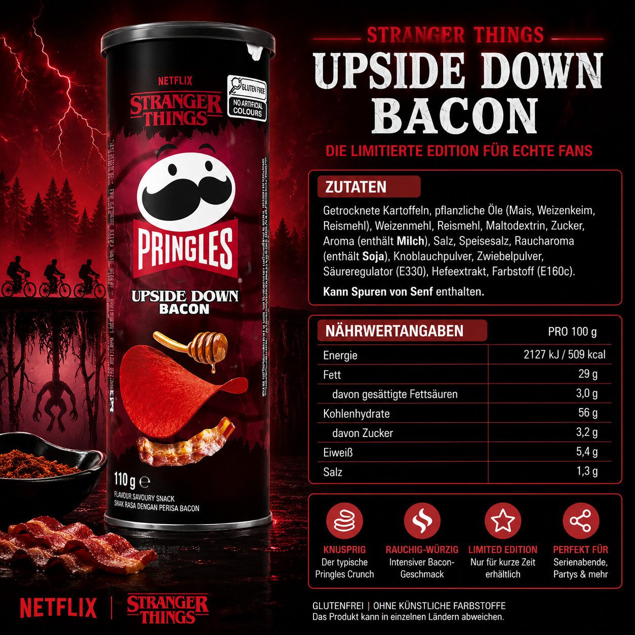 Pringles Süßigkeit Pringles Stranger Things Upside Down Bacon 100 g