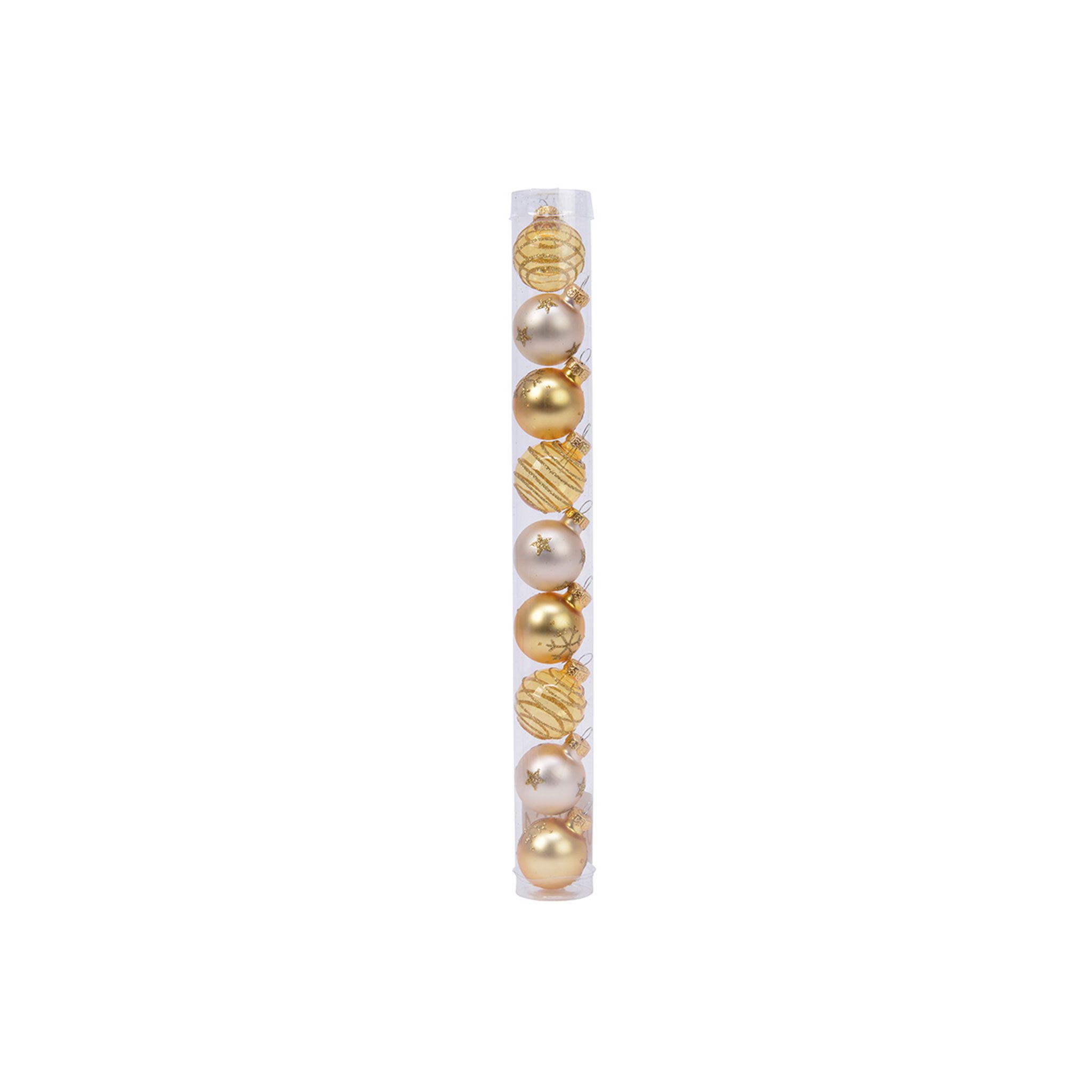 Decoris season decorations Weihnachtsbaumkugel, Weihnachtskugeln Glas mit Motiven 3cm gold / perle Mix, 9er Set