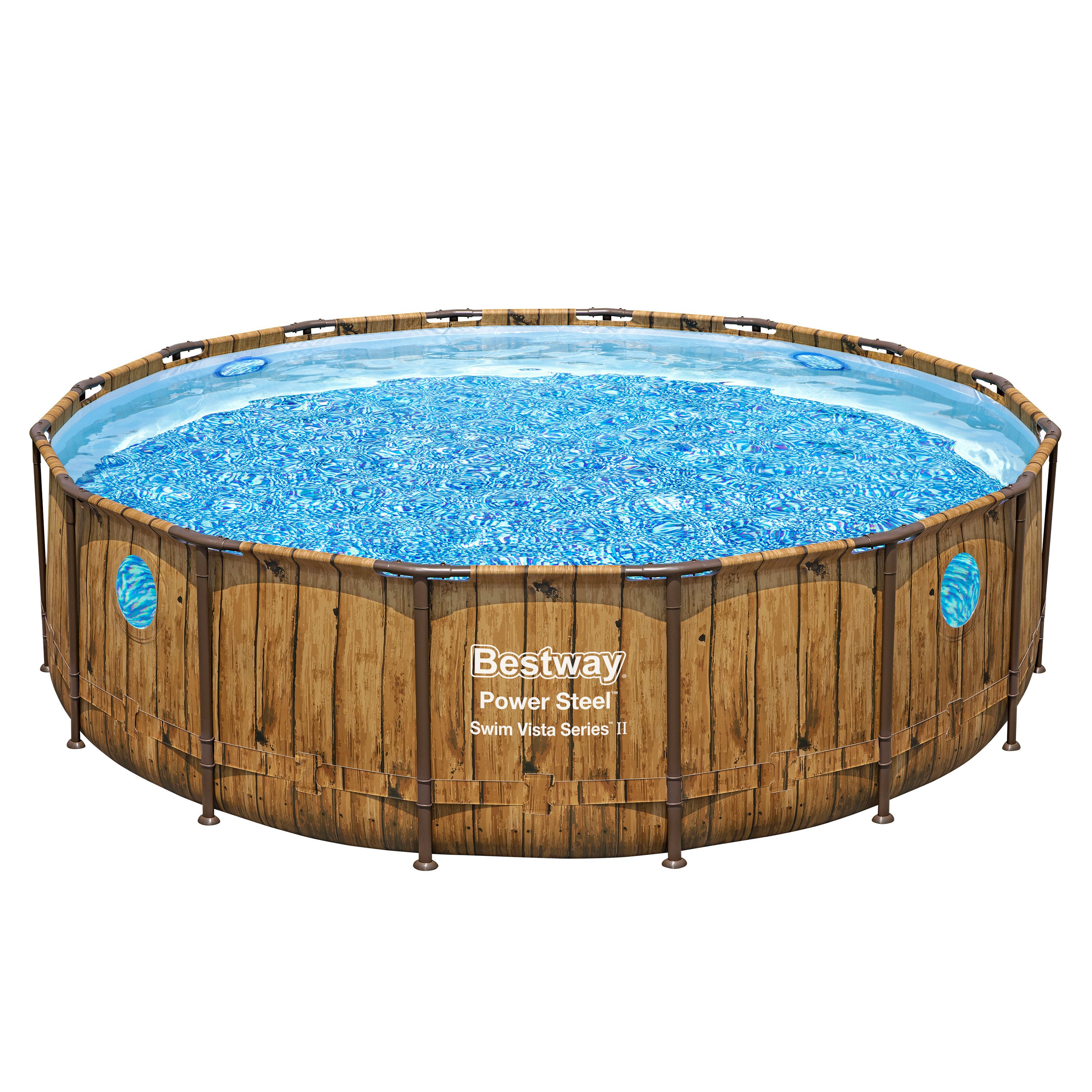 Bestway Framepool Power Steel™ Swim Vista Series™ (Packung, ohne Zubehör), Ø 488 x 122 cm