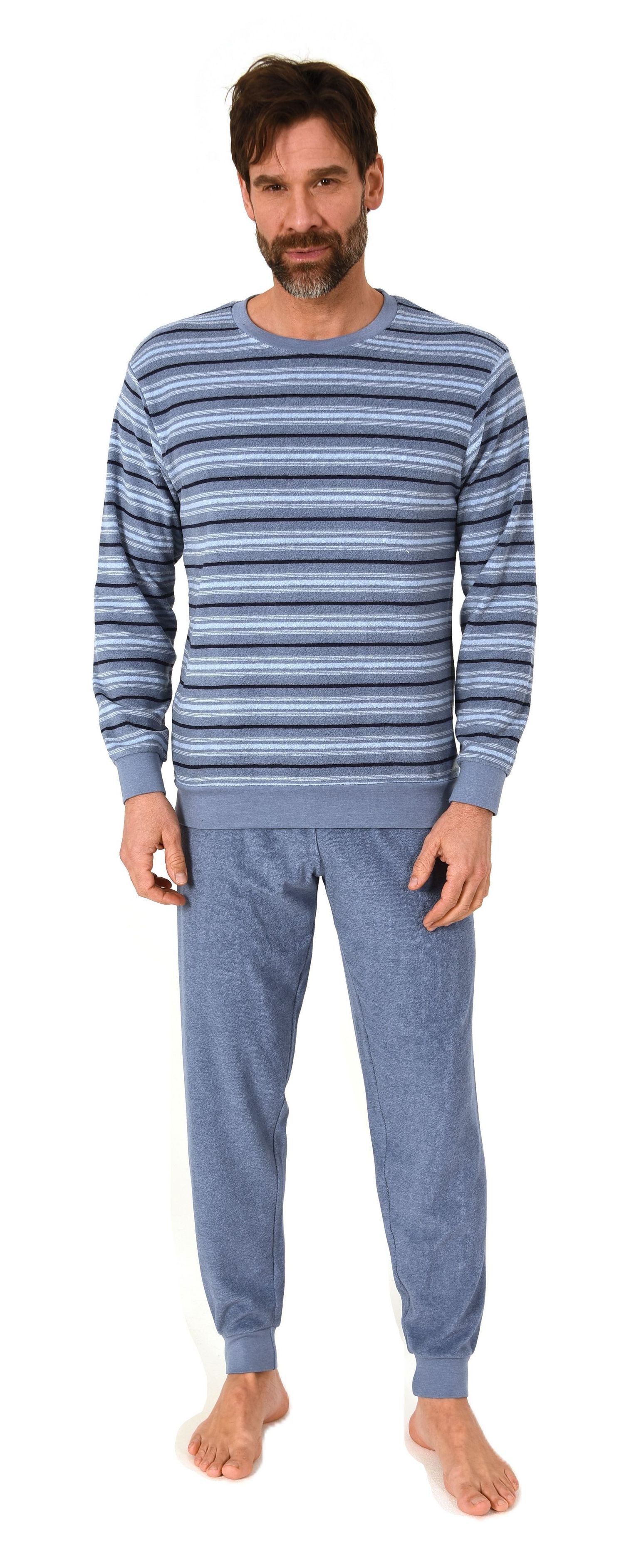 Normann Pyjama Normann Herren Frottee Schlafanzug Streifenlook – auch in Üb günstig online kaufen
