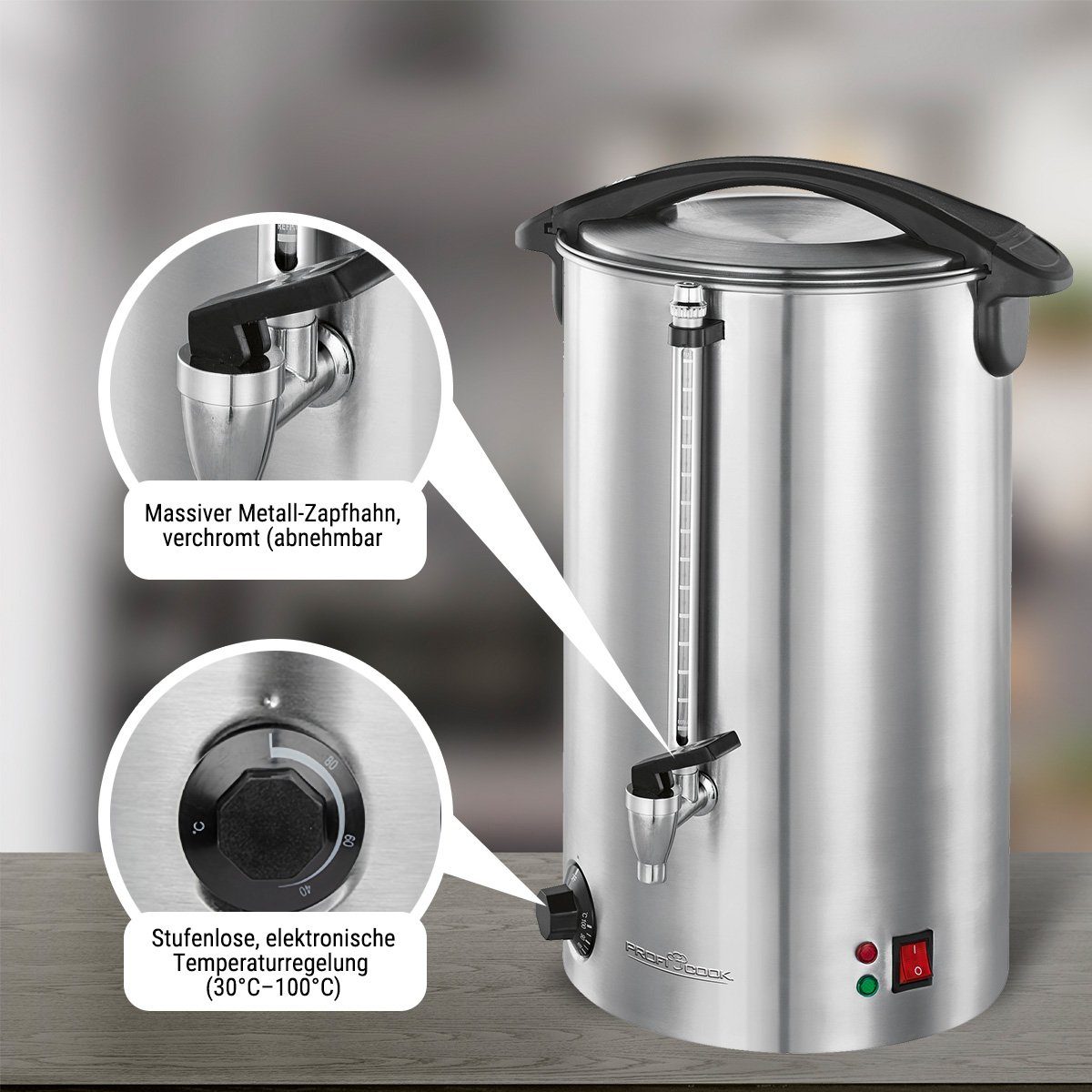ProfiCook Heißgetränke- und Glühweinautomat PC-HGA 1111, 16L Tankinhalt, für Glühwein, Tee & Kaffee