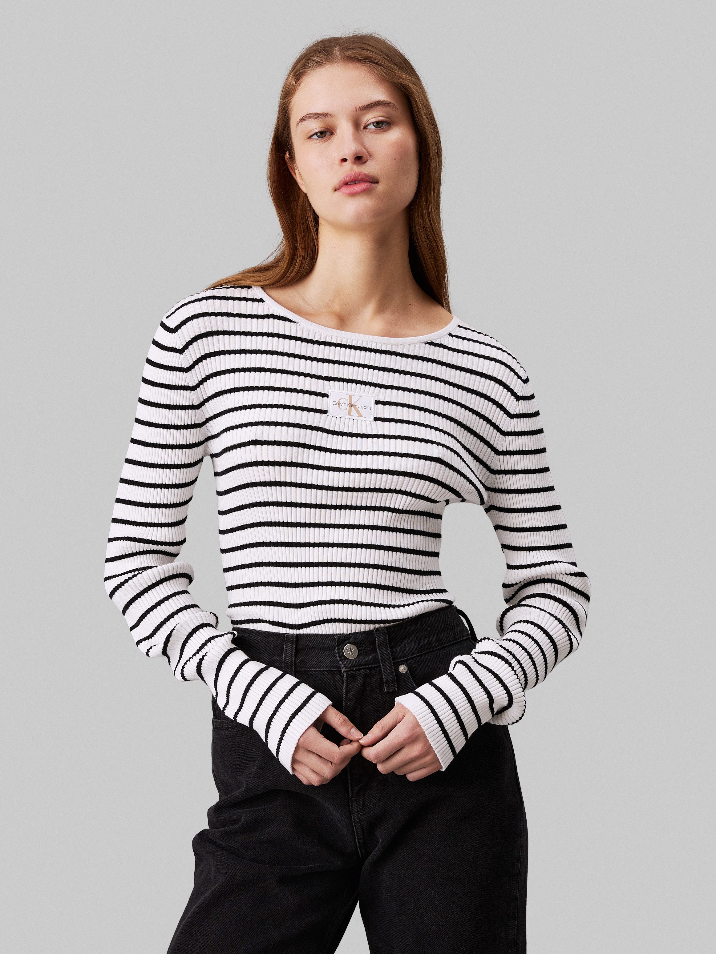 Calvin Klein Jeans Rundhalspullover WOVEN LABEL günstig online kaufen