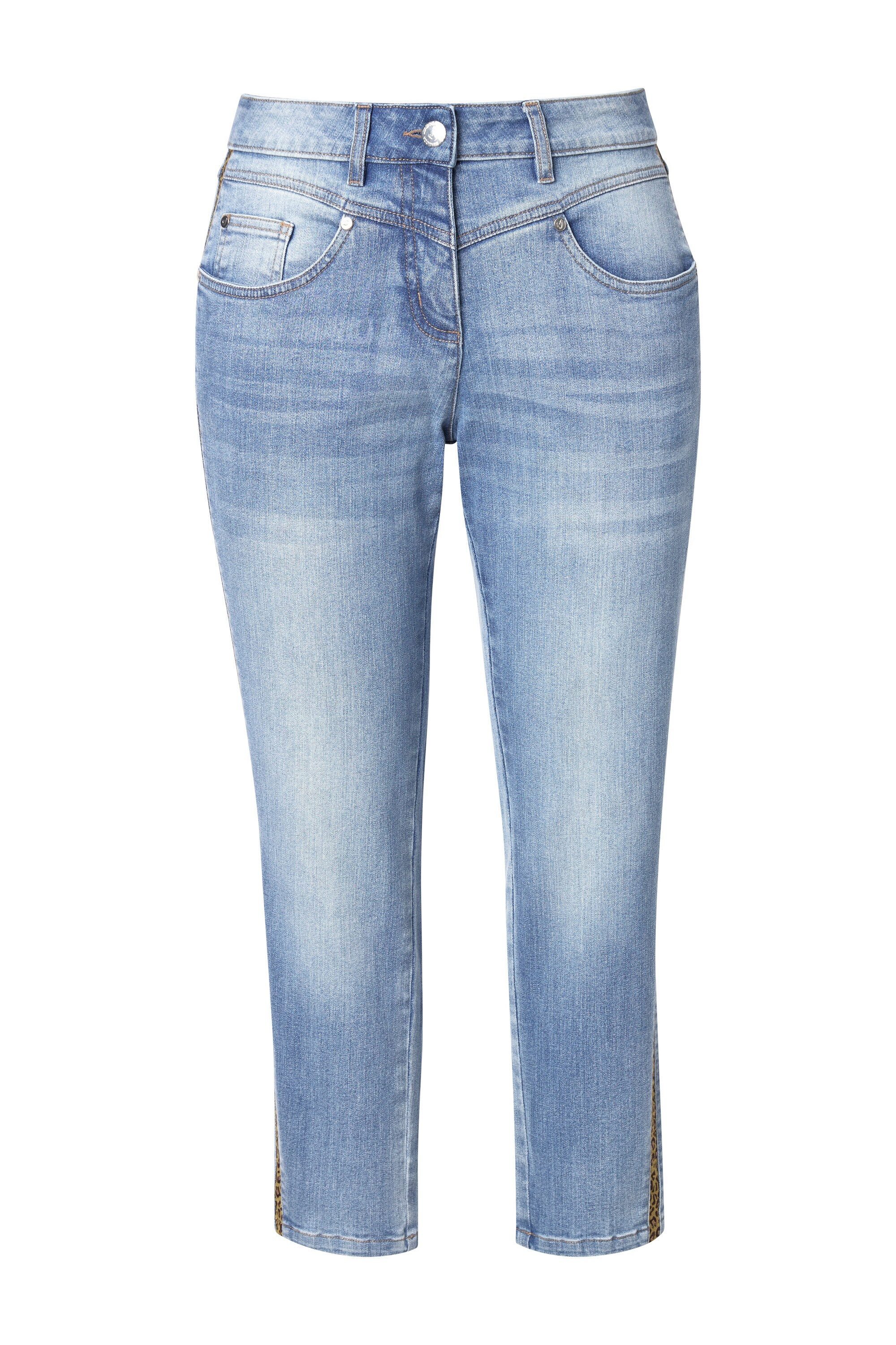 MIAMODA Regular-fit-Jeans Skinny-Jeans Slim Fit Leostreifen 5-Pocket