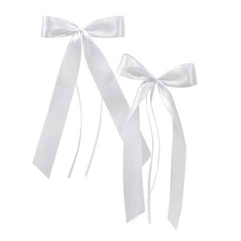 Frau WUNDERVoll Papierdekoration 50 weiße Antennenschleifen 19x11cm Autoschleifen Hochzeit Autoschmuck