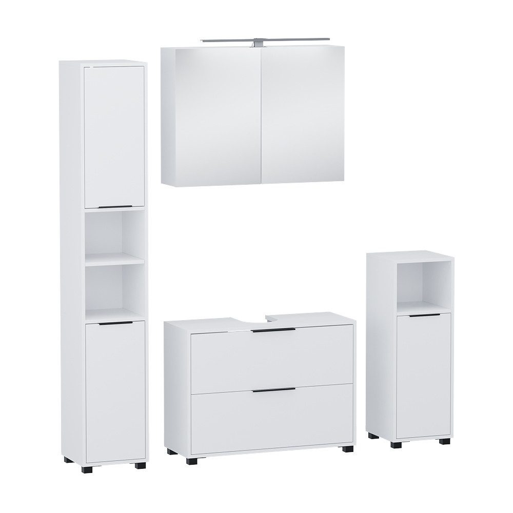 Vicco Badmöbel-Set Alina, Weiß, 4-teilig, (4-St., 4er Set)