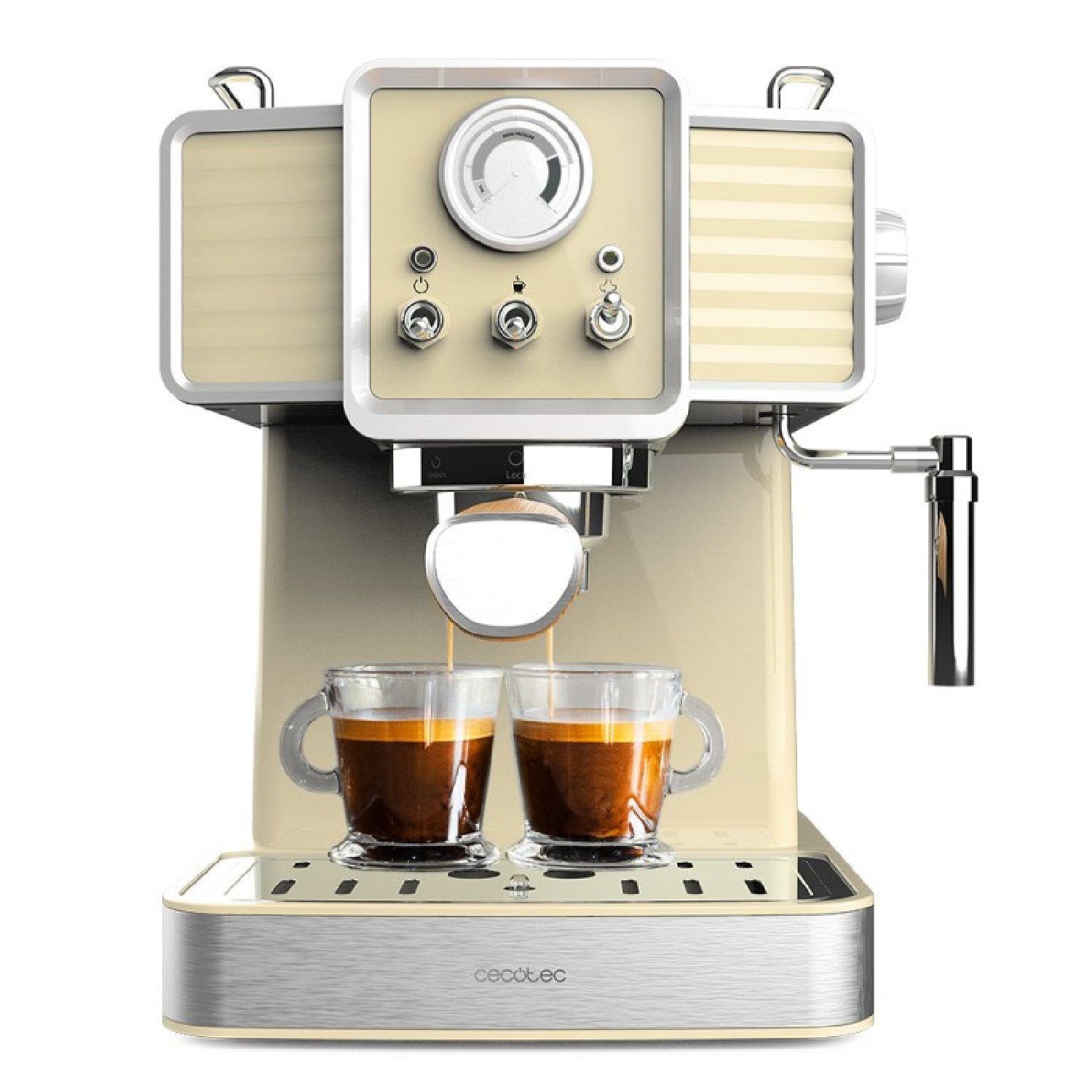 Cecotec Espressomaschine, 1.5l Kaffeekanne, Power Espresso 20 Tradizionale Light Yellow