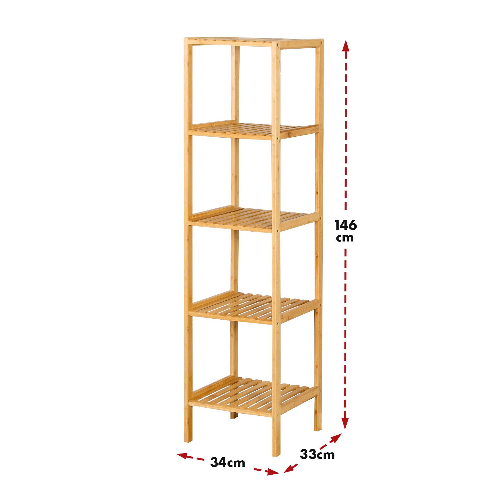 Floordirekt Standregal aus Bambus Lowa, Kreativen Anordnung Ihrer Wohnaccessoires, Verfügbar in 3 Größen – Bild 2 von 5
