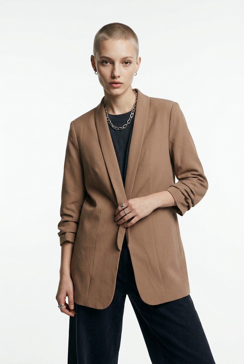 Pieces Blusenblazer PCBOSELLA 3/4 BLAZER NOOS Materialmix, regular fit