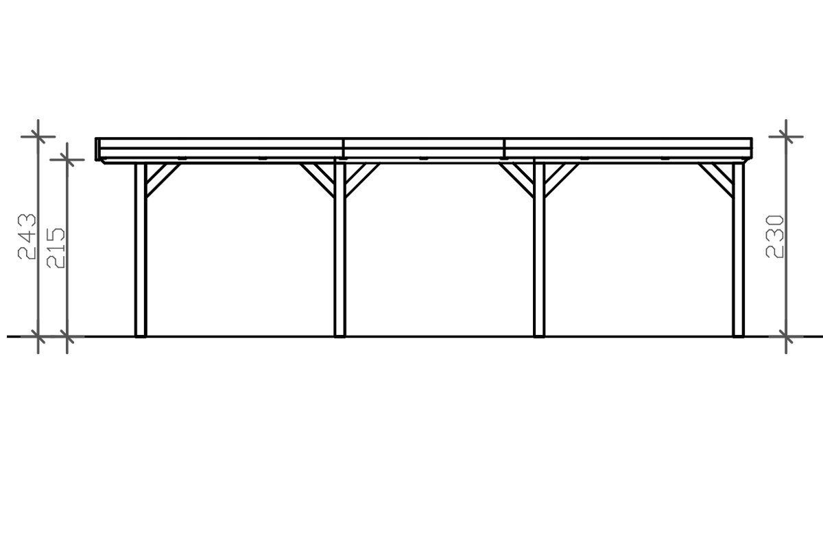 Einzelcarport BxT: 289 Grunewald, Einfahrtshöhe, mit cm Skanholz EPDM-Dach 321x796 cm,