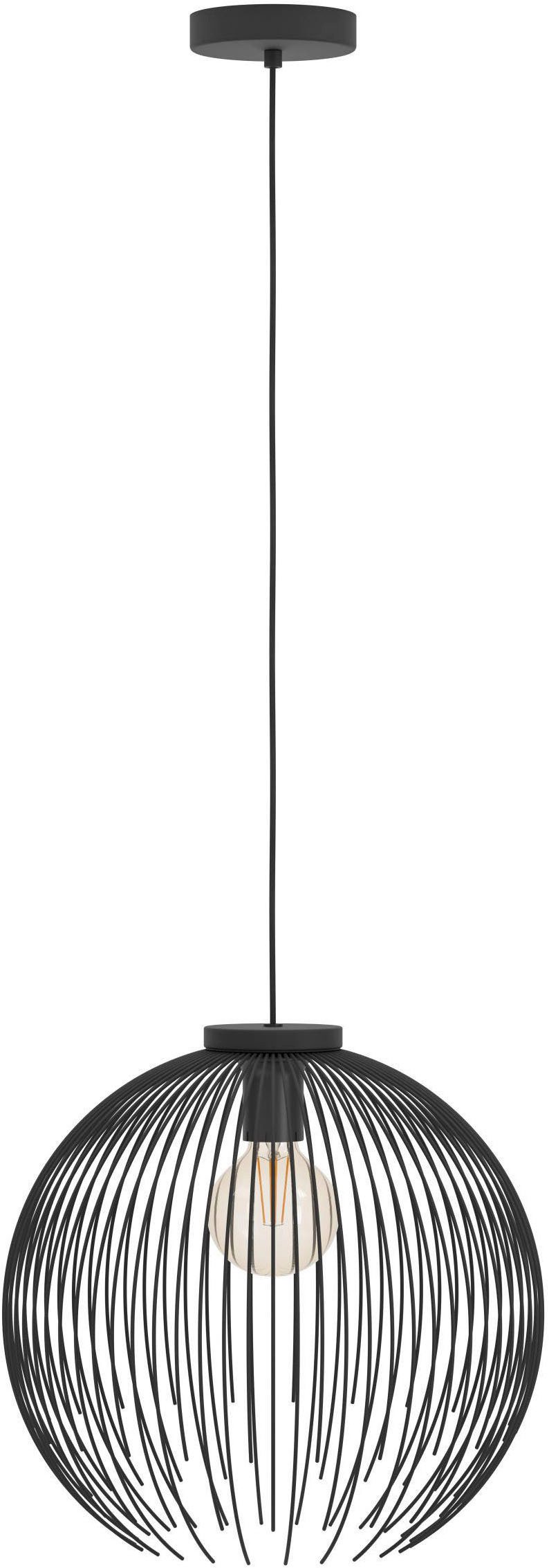 EGLO Hängeleuchte Venezuela Hängelampe, Pendelleuchte, Esszimmerlampe, Metall, E27, ohne Leuchtmittel, Hängeleuchte - H110 x Ø40 cm - schwarz - 1X40W exkl.