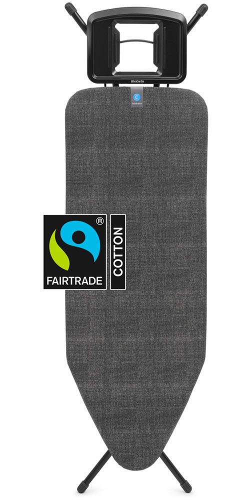 Brabantia Bügelbrett Bügeltisch C, 124 x 45 cm, Dst-Mulde Solide, Bügelfläche 124x45 cm, Fairtrade-zertifiziert