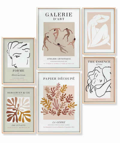 Heimlich Poster Set als Wohnzimmer Deko, Bilder DINA3 & DINA4, Abstrakt Pink Matisse, Abstrakt