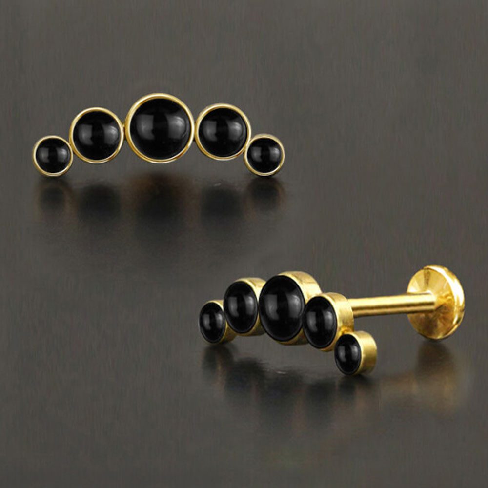 viva-adorno Piercing-Set Helix Tragus Ohr Cartilage Knorpel Piercing Stecker Bogen Ohrstecker, Türkis Opal Onyx