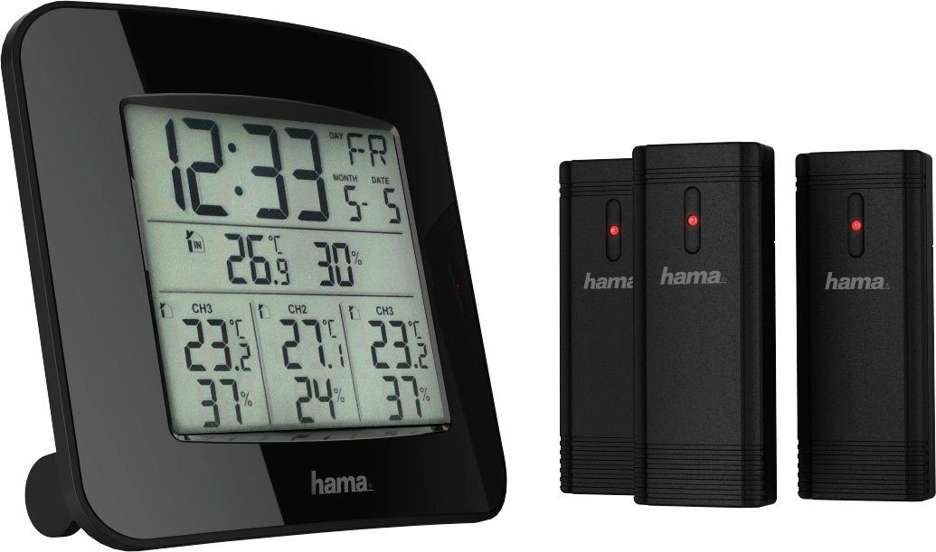 Mit Wetterstation Wetterstation 3 Sensoren, mit Schwarz Sensoren drei "EWS-Trio", Hama