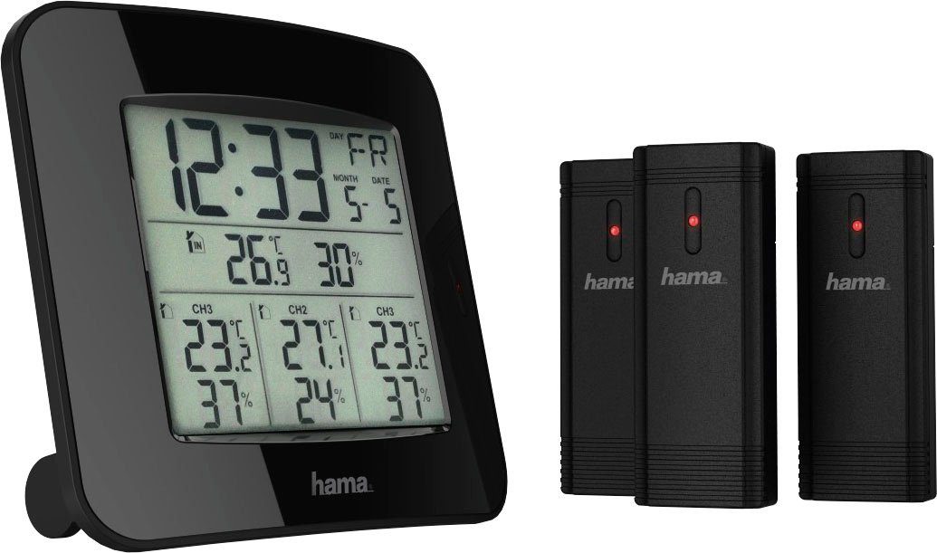 Hama Wetterstation "EWS-Trio", mit drei Sensoren, Schwarz Mit 3 Sensoren Wetterstation