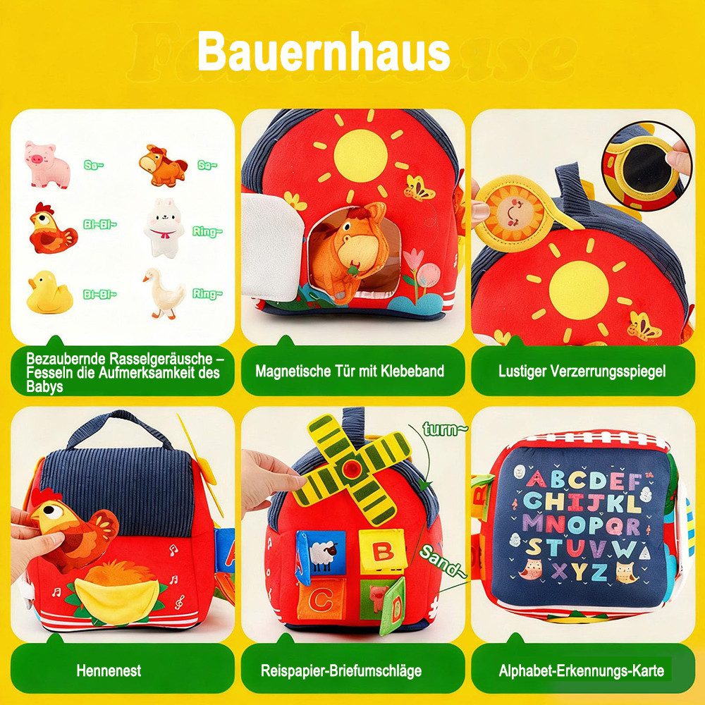 CLTYQ Lernspielzeug Montessori Bauernhofspielzeug,sensorisches Spielzeug, mit Bauernhoftieren, Scheune, Spiegel,Motorikspielzeug Lernspiele