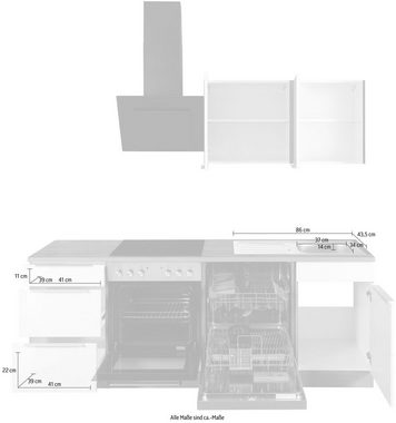 Kochstation Küchenzeile KS-Brindisi, mit E-Geräten, Breite 220 cm