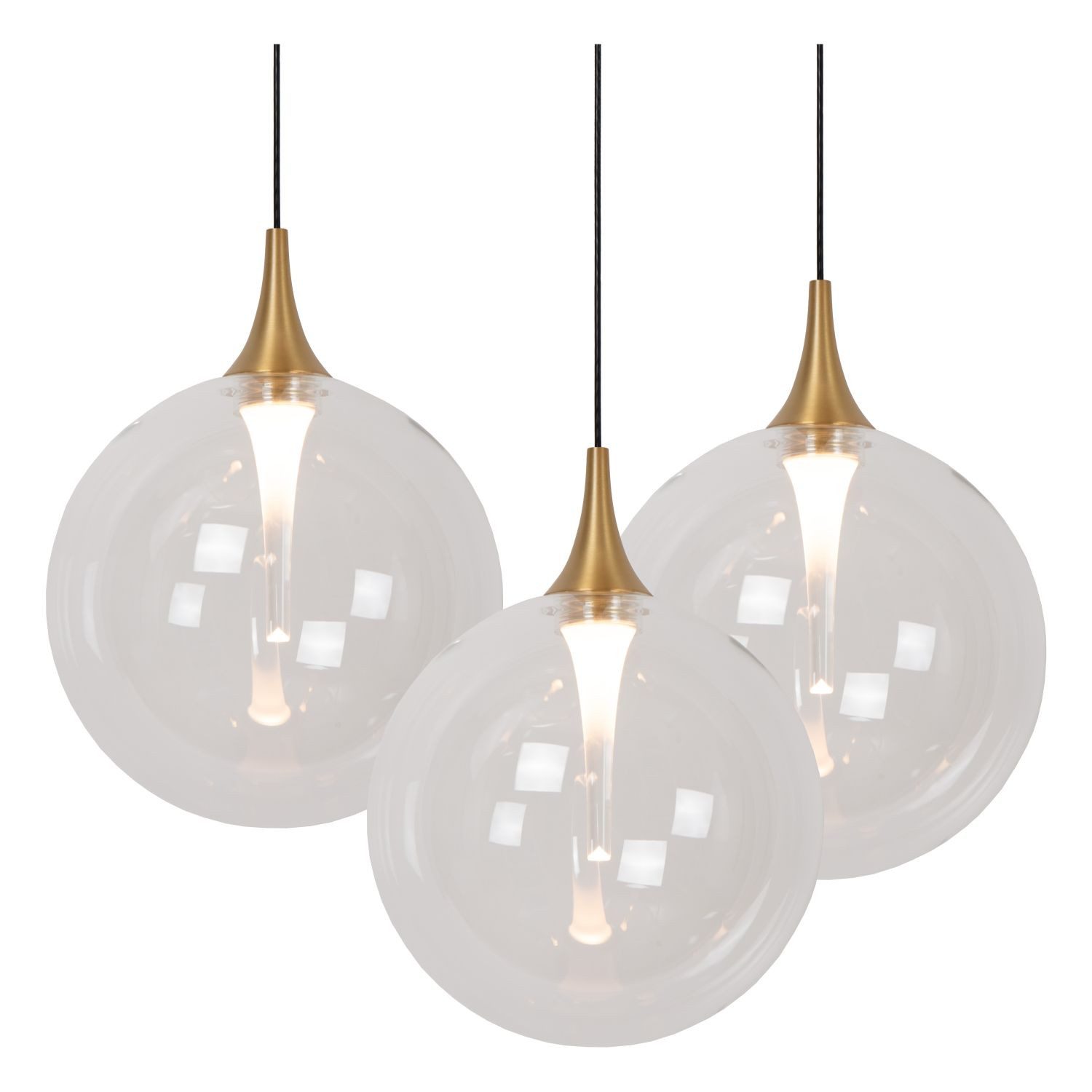 Licht-Erlebnisse Pendelleuchte WERIN, LED fest integriert, Warmweiß, LED Glas Metall H: max. 150 cm Schwarz Kugelschirm 2700 K warmweiß