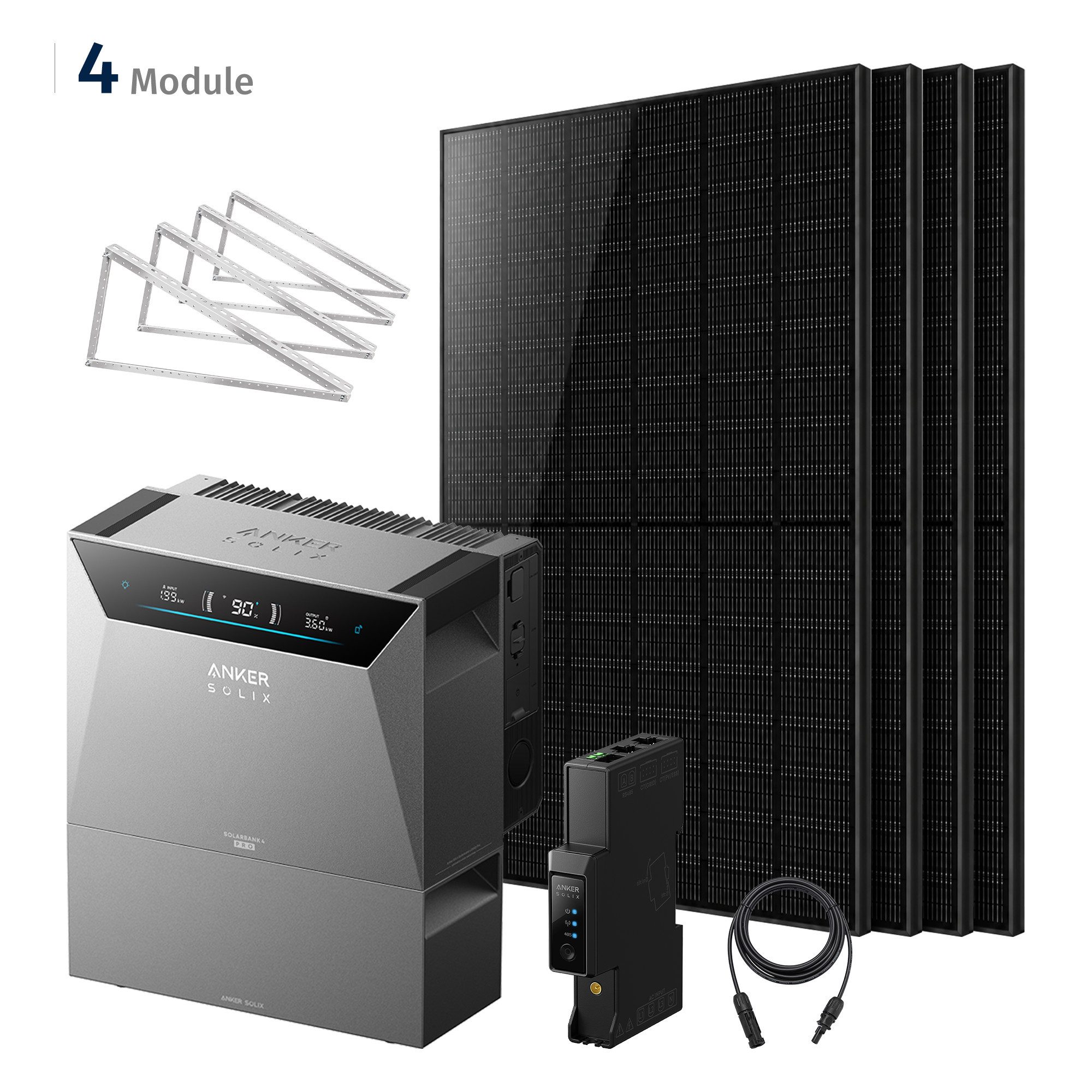 SolarMars Balkonkraftwerk 2000W mit Speicher inkl. Anker Solix Solarbank 4 E5000 Pro