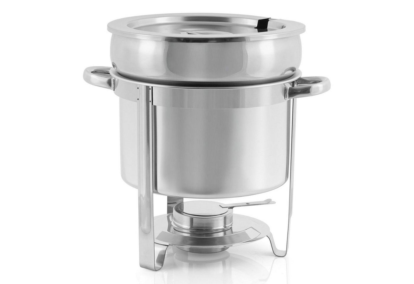 Mahlzeit Speisenwärmer Edelstahl Chafing Dish rund 10 Liter, Warmhaltebehälter Essen