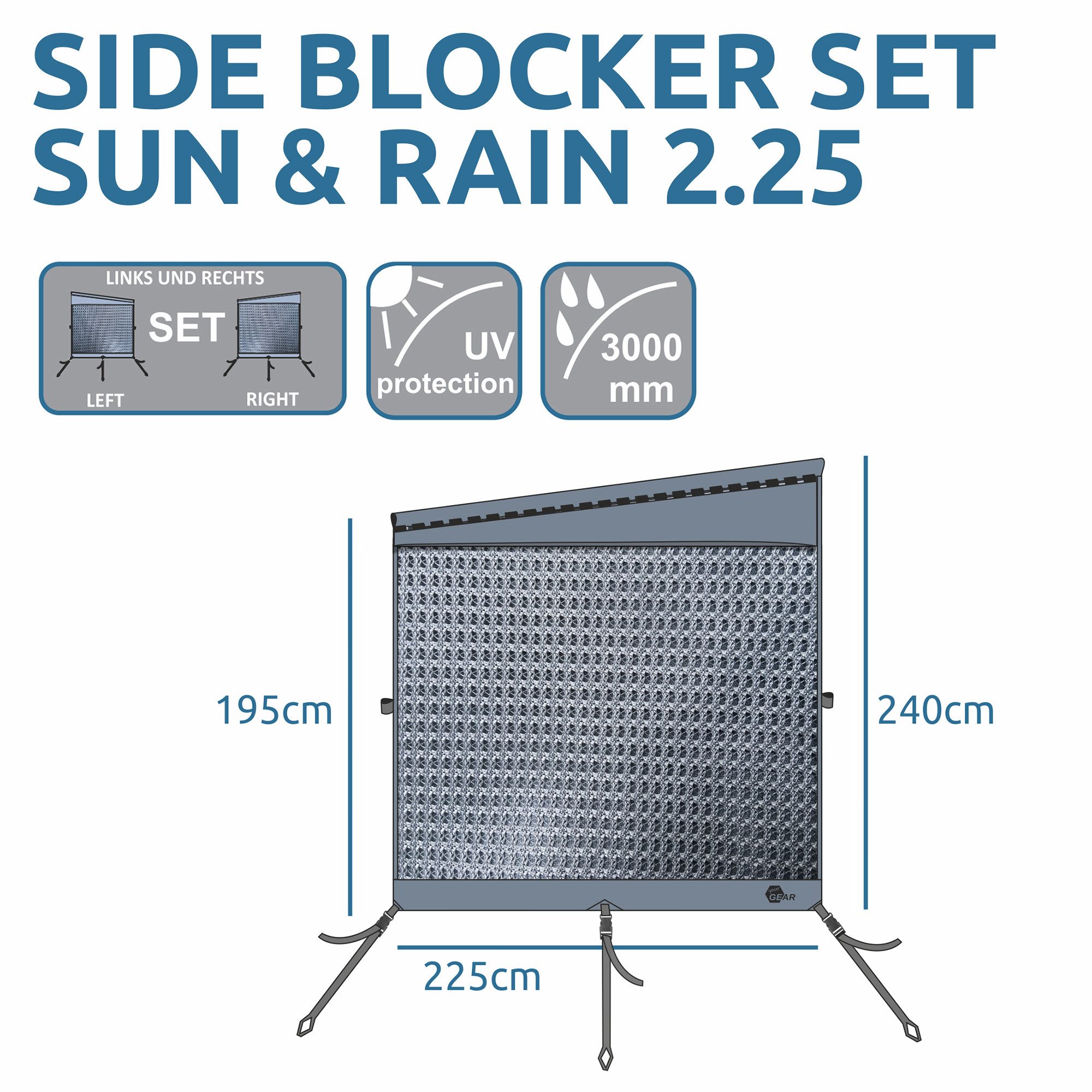 yourGEAR Sonnensegel your GEAR Sun + Rain Blocker Side Walls - 2 x Seitenwand für Markise