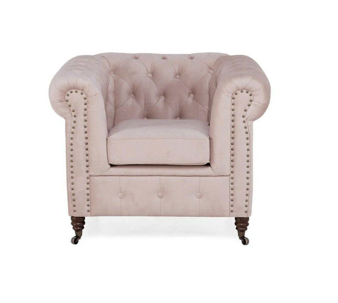 Leder Edler Sitz Sessel Polster Fernseh Lounge JVmoebel Sessel, Textil Design Chesterfield Club