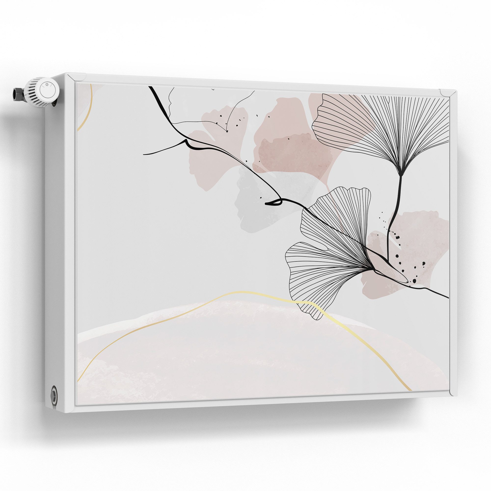 DEQORI Magnetfolie 'Dekorativer Gingko-Banner', beschreibbar Heizung Magnetmatte magnetisch Magnetfolie
