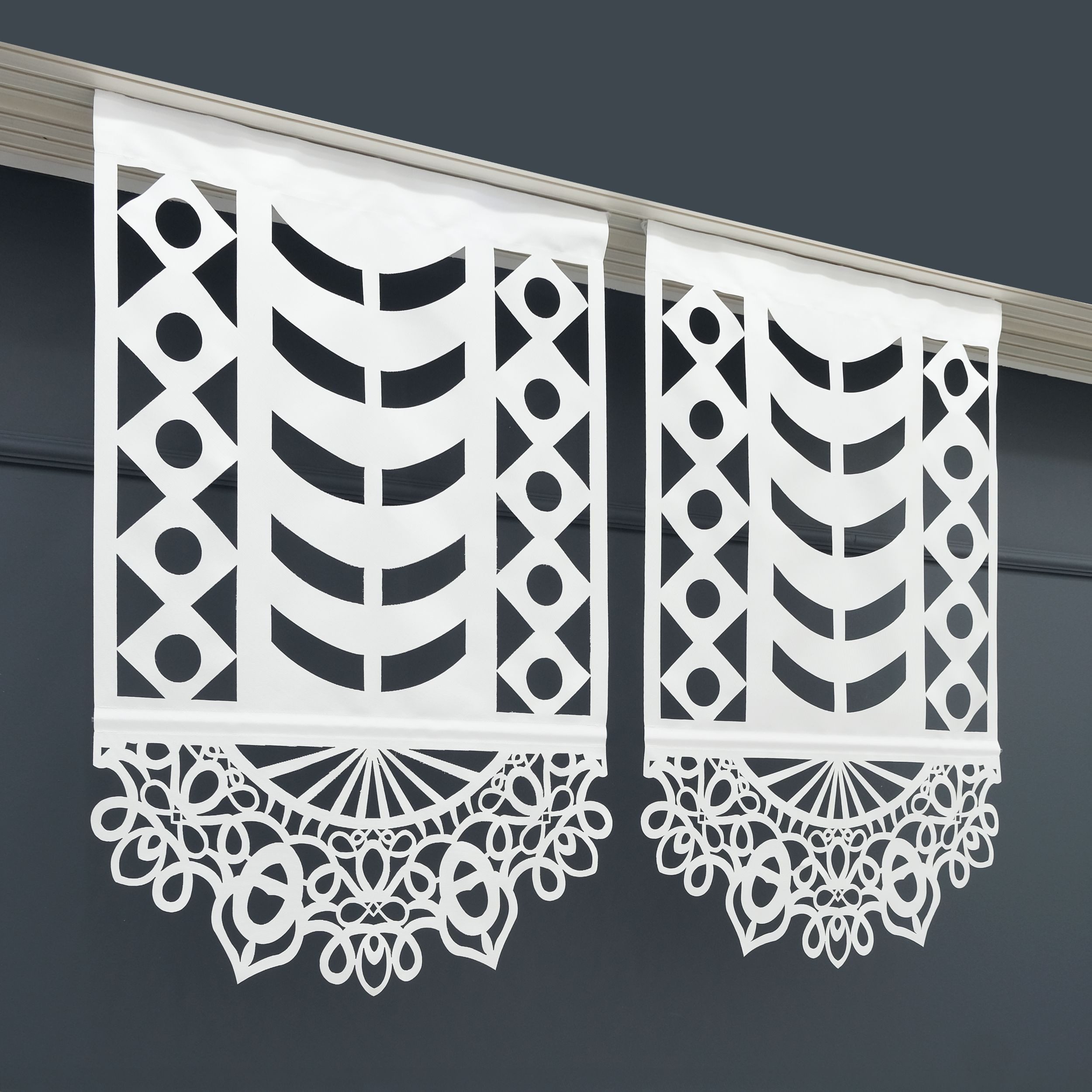Gardinen by Justyna Schiebegardine 2er Grade Panel Kurz Laser (2 St), Kräuselband, transparent, Polyester, Fertiggardine, Schiebegardine, Modern Styl,Paneel,Panelgardine