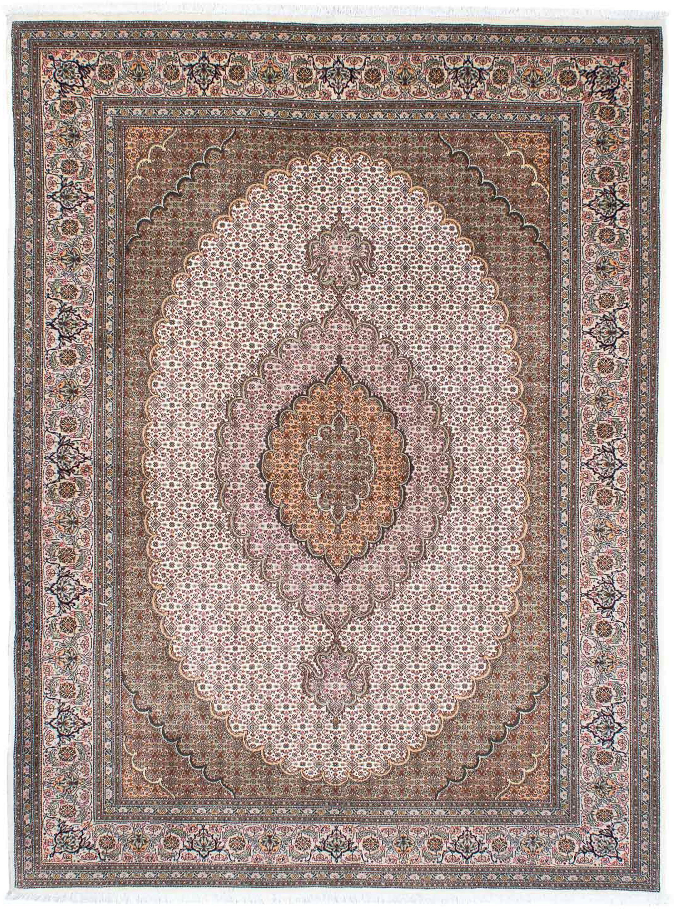Orientteppich Perser - Täbriz 208 Zertifikat rechteckig, - Einzelstück 150 beige, morgenland, 10 mit x cm Wohnzimmer, - mm, Höhe: Handgeknüpft