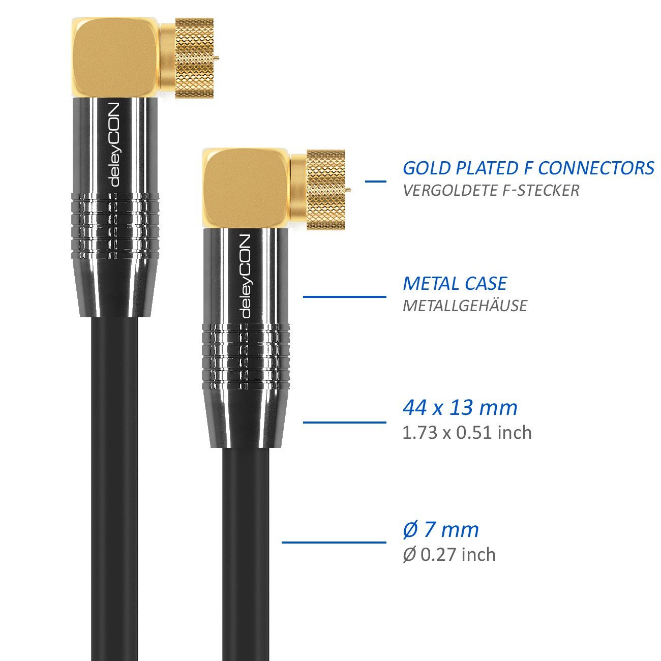 Antennenkabel SAT-Kabel deleyCON SAT Satellitenkabel 20m gewinkelt deleyCON Kabel