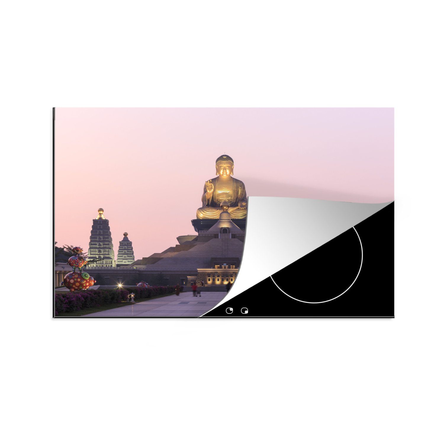 MuchoWow Herdblende-/Abdeckplatte Fo Guang Shan-Tempel, Vinyl, (1 tlg), 81x52 cm, Induktionskochfeld Schutz für die küche, Ceranfeldabdeckung