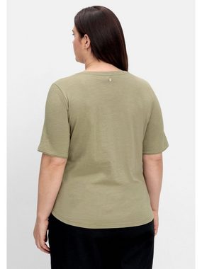 Sheego T-Shirt Große Größen aus Flammgarn, mit gerundetem Saum