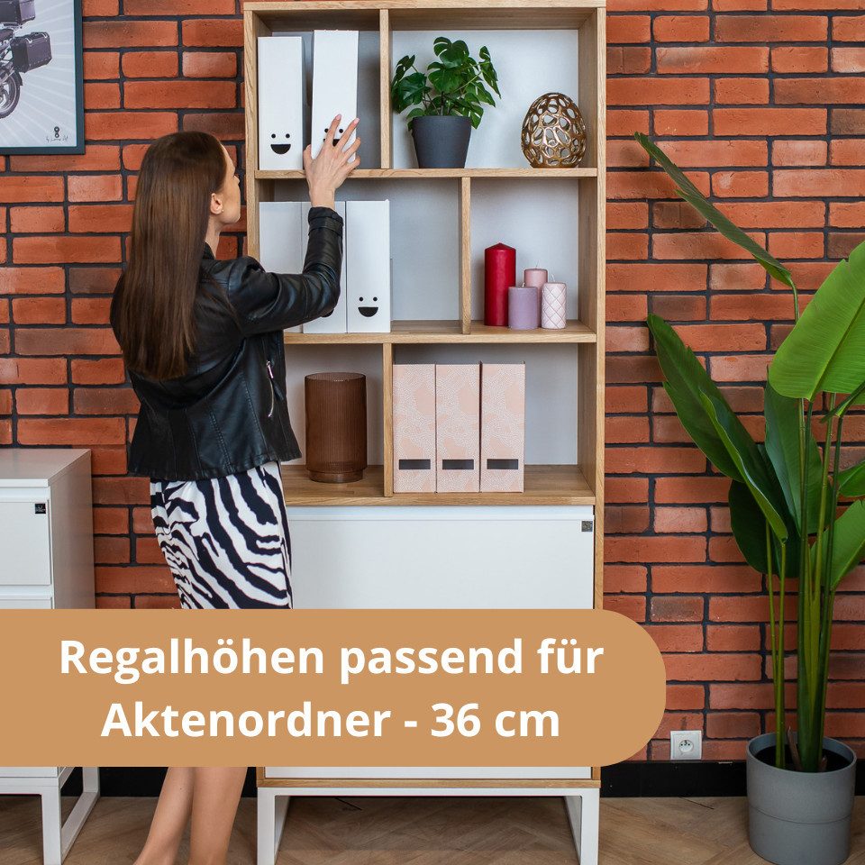 Deerhorn Bücherregal Schrank & Regal Loft Office Plus 200x80x40 cm, Soft-Close Fronten