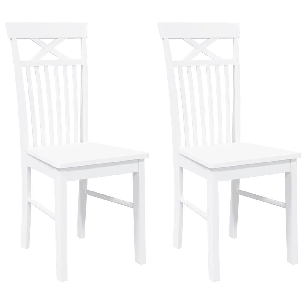 vidaXL Esszimmerstuhl Esszimmerstühle 2 Stk. Weiß Massivholz Gummibaum (2 S günstig online kaufen
