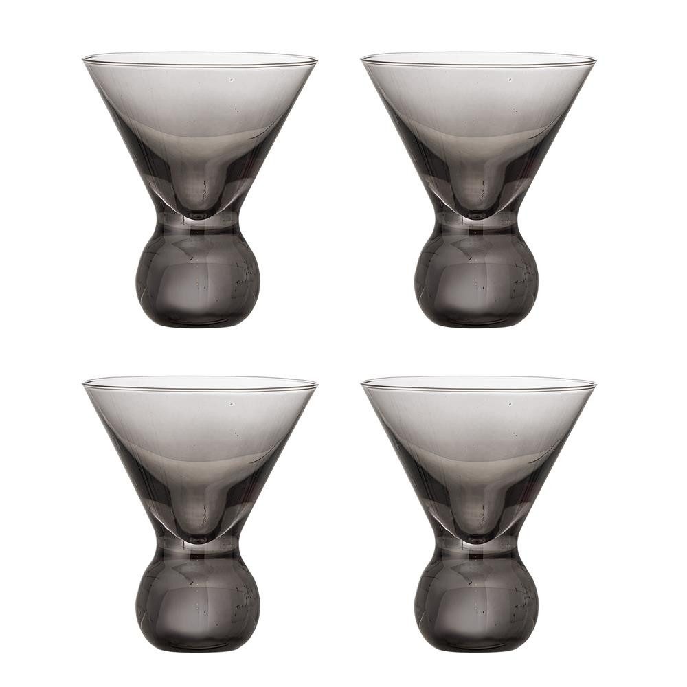 Bloomingville Cocktailglas Corliss aus Glas in Grau 165 ml 4er Set Tischdeko, Glas, Aperitifglas, Barglas, Drinkglas, Nordisch