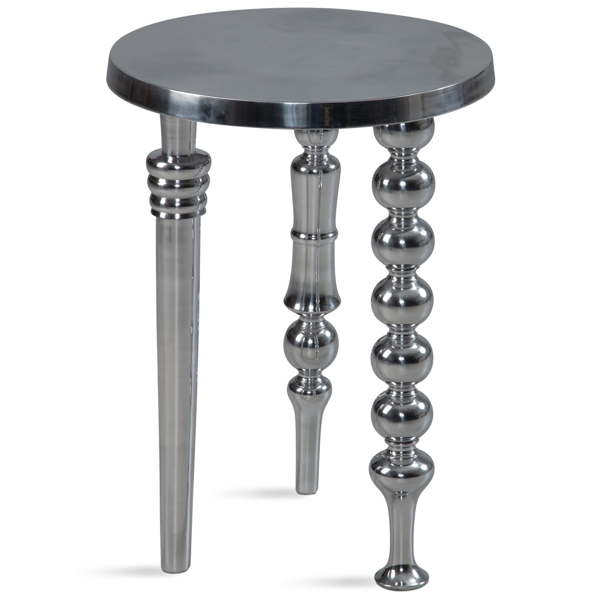 FINEBUY Beistelltisch FB92218 (44x44x63 cm Metall Sofatisch Rund Alu Silber), Wohnzimmertisch Rund, unterschiedliche Beine